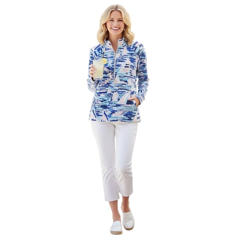 Lilly Pulitzer Skipper Popover Jacket Pier Pressure Sailboat Vacation Size M